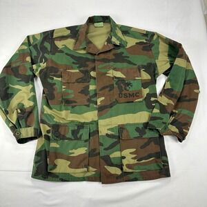 Vintage USMC Woodland Camo Military Field Jacket Coat Green Cotton Men's‎ XL